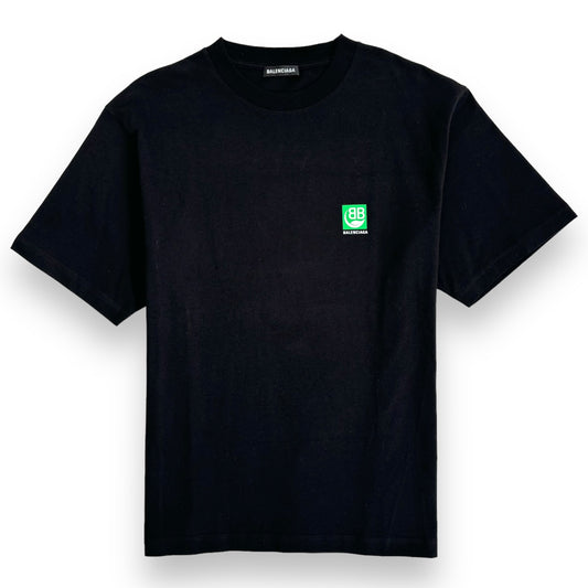 BALENCIAGA BIO-LOGO COTTON T-SHIRT BLACK / GREEN M