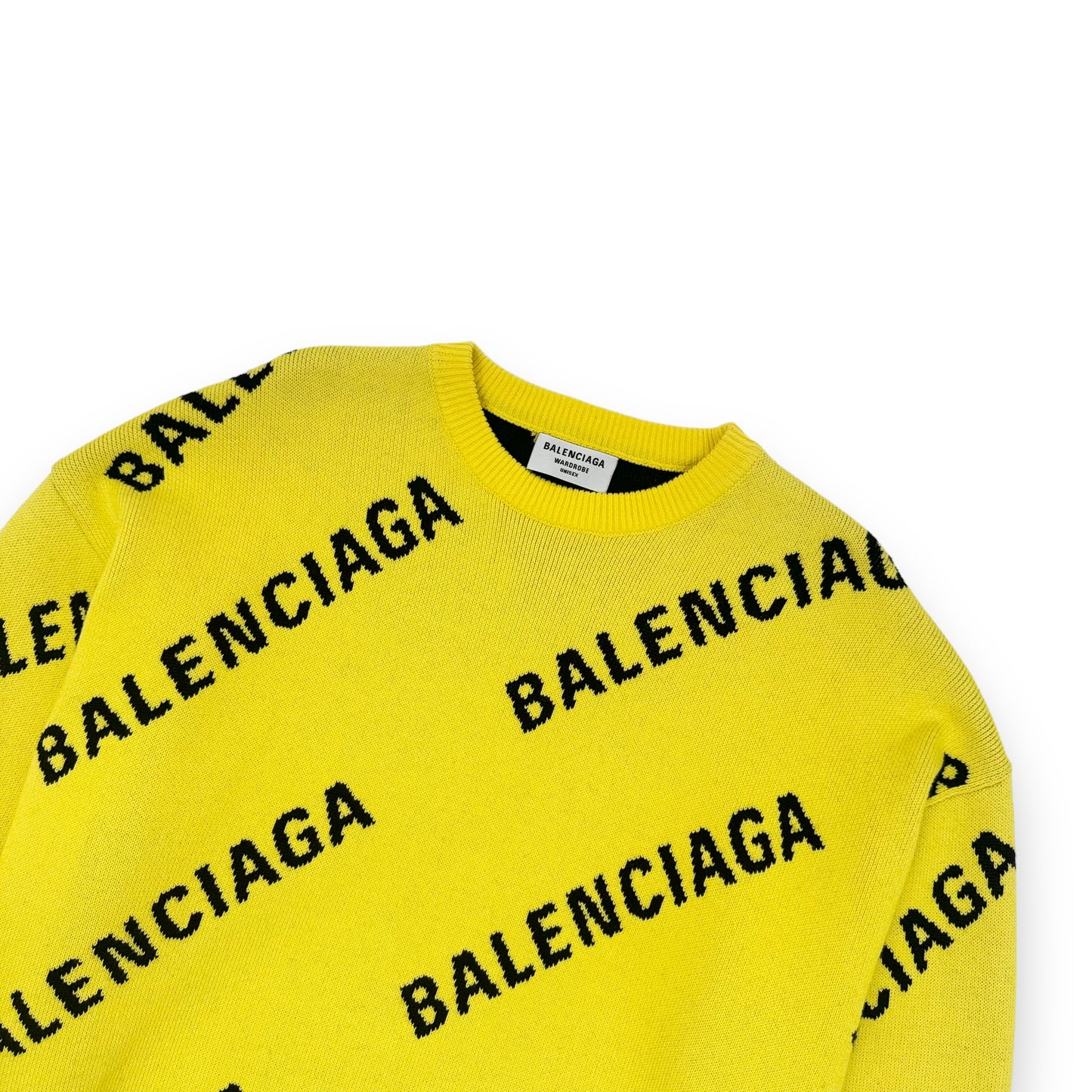 BALENCIAGA OVERSIZED ALL-OVER LOGO SWEATER S