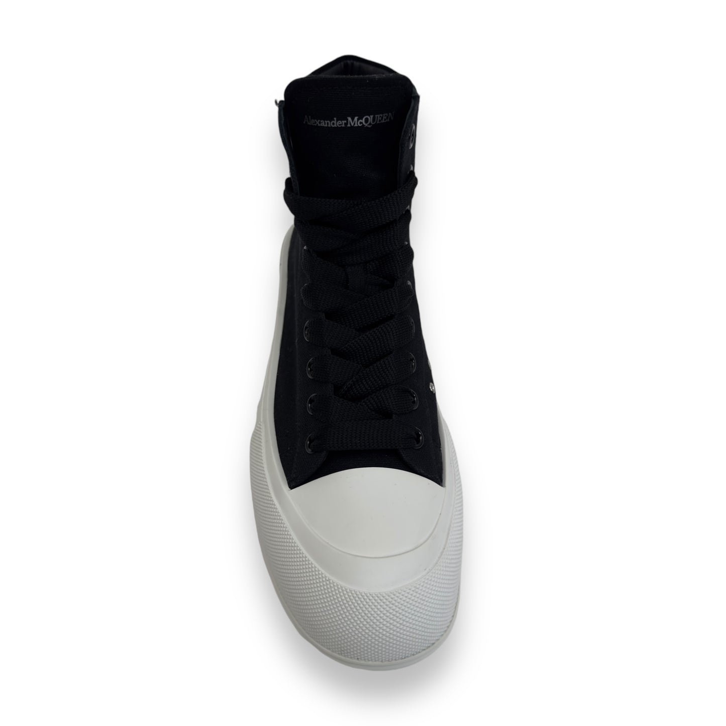 ALEXANDER MCQUEEN DECK PLIMSOLL SNEAKER BLACK / WHITE UK10