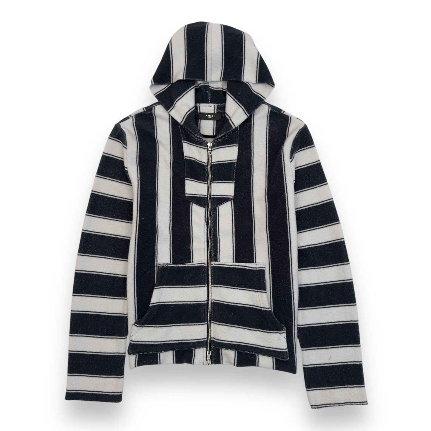 AMIRI BAJA STRIPED ZIP-UP HOODIE BLUE / WHITE L