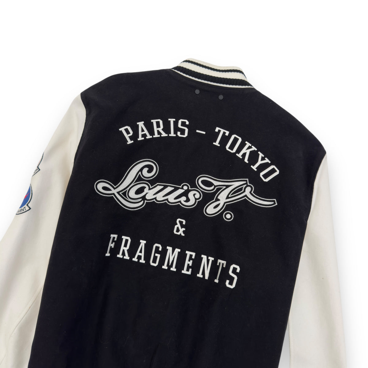 LOUIS VUITTON X FRAGMENT SS17 LV VARSITY JACKET BLACK / WHITE L