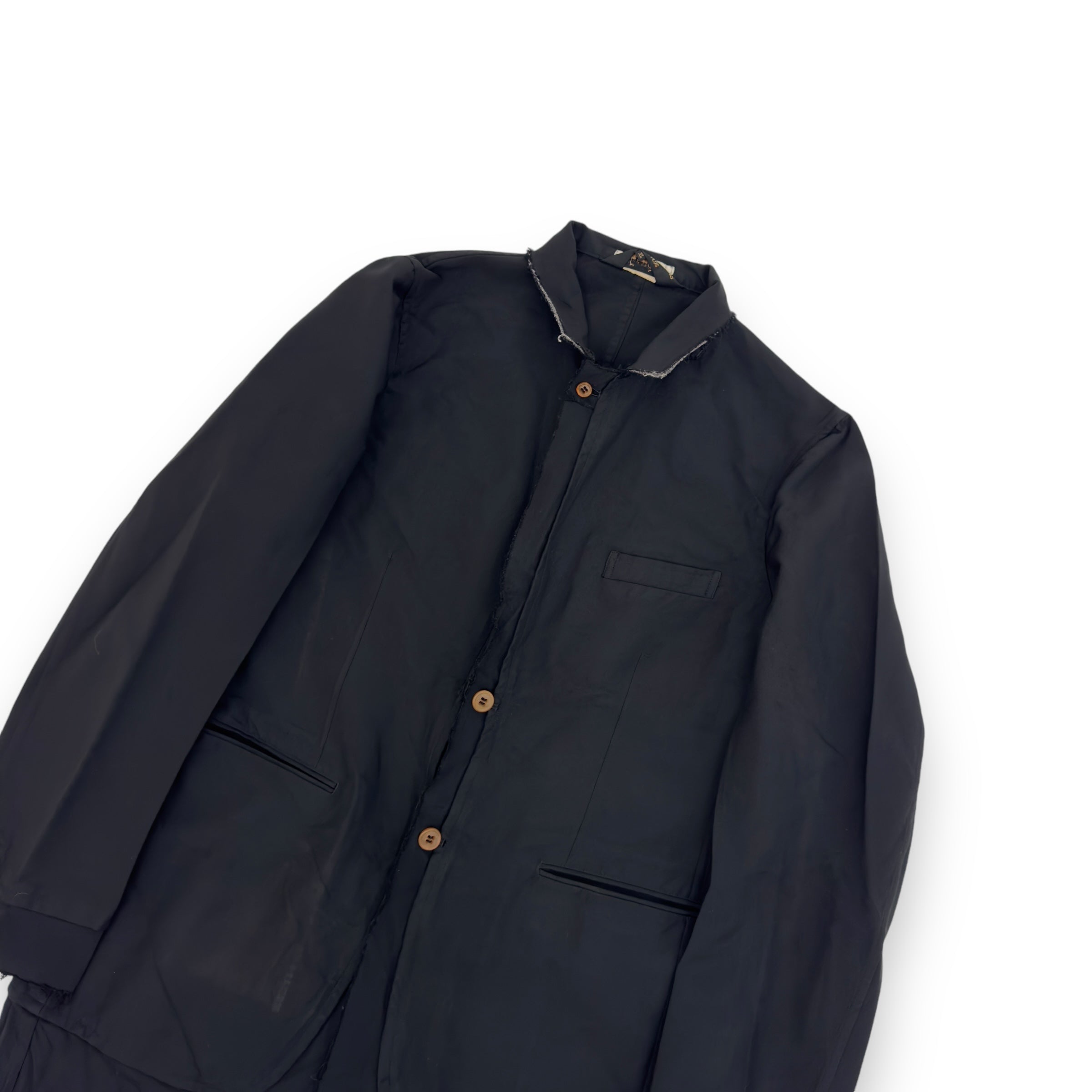 COMME DES GARÇONS HOMME PLUS SINGLE BREASTED CRINKLE COAT BLACK XL