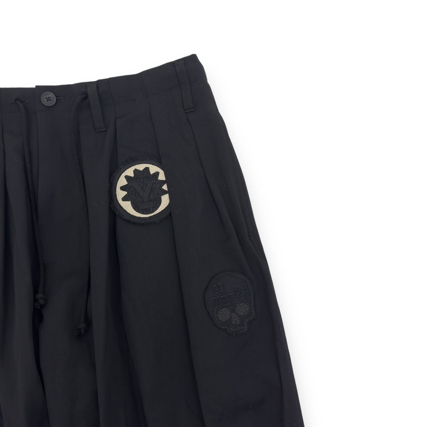 YOHJI YAMAMOTO OVERSIZED POUR HOMME PATCH BALLOON PANTS BLACK XS