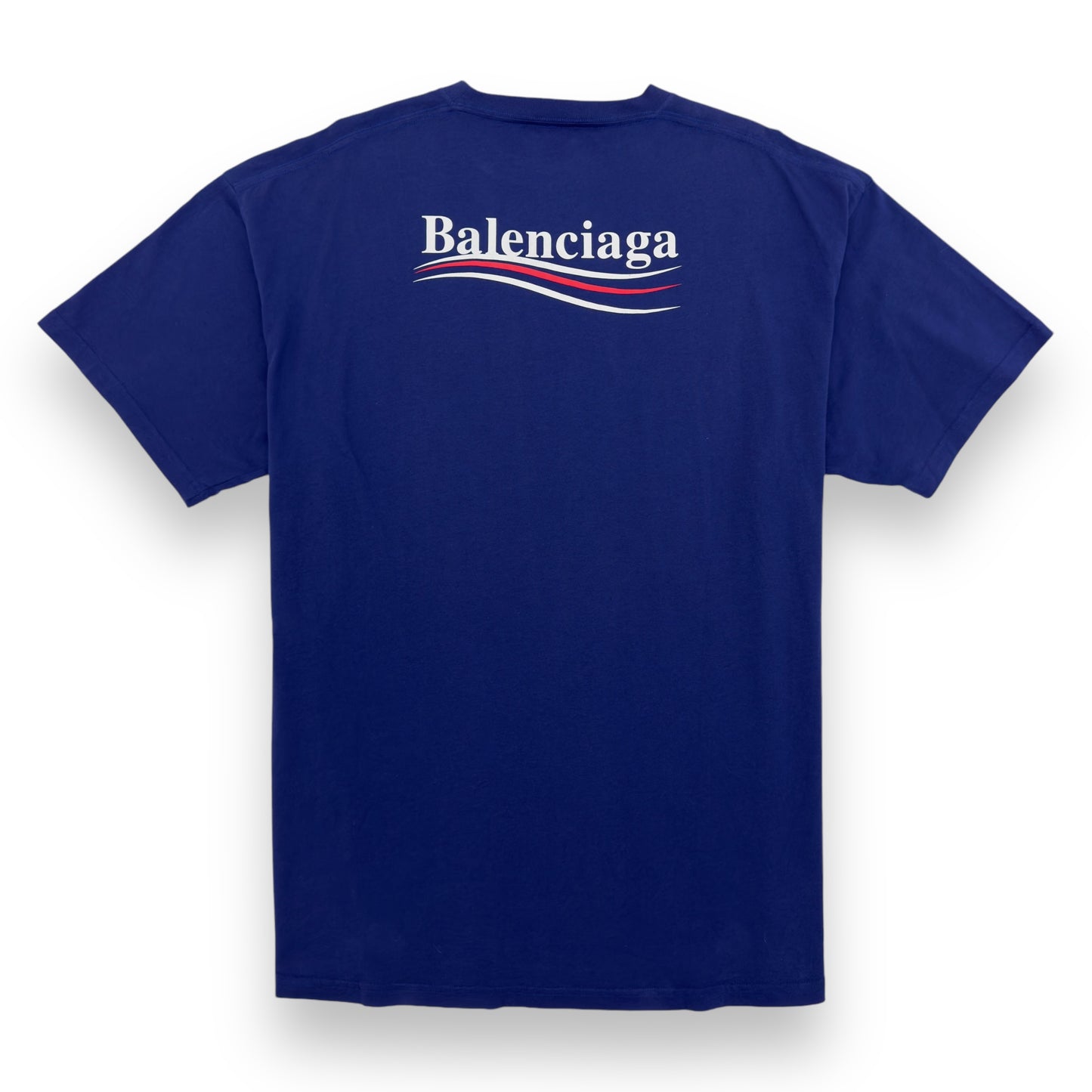 BALENCIAGA POLITICAL LOGO T-SHIRT BLUE L