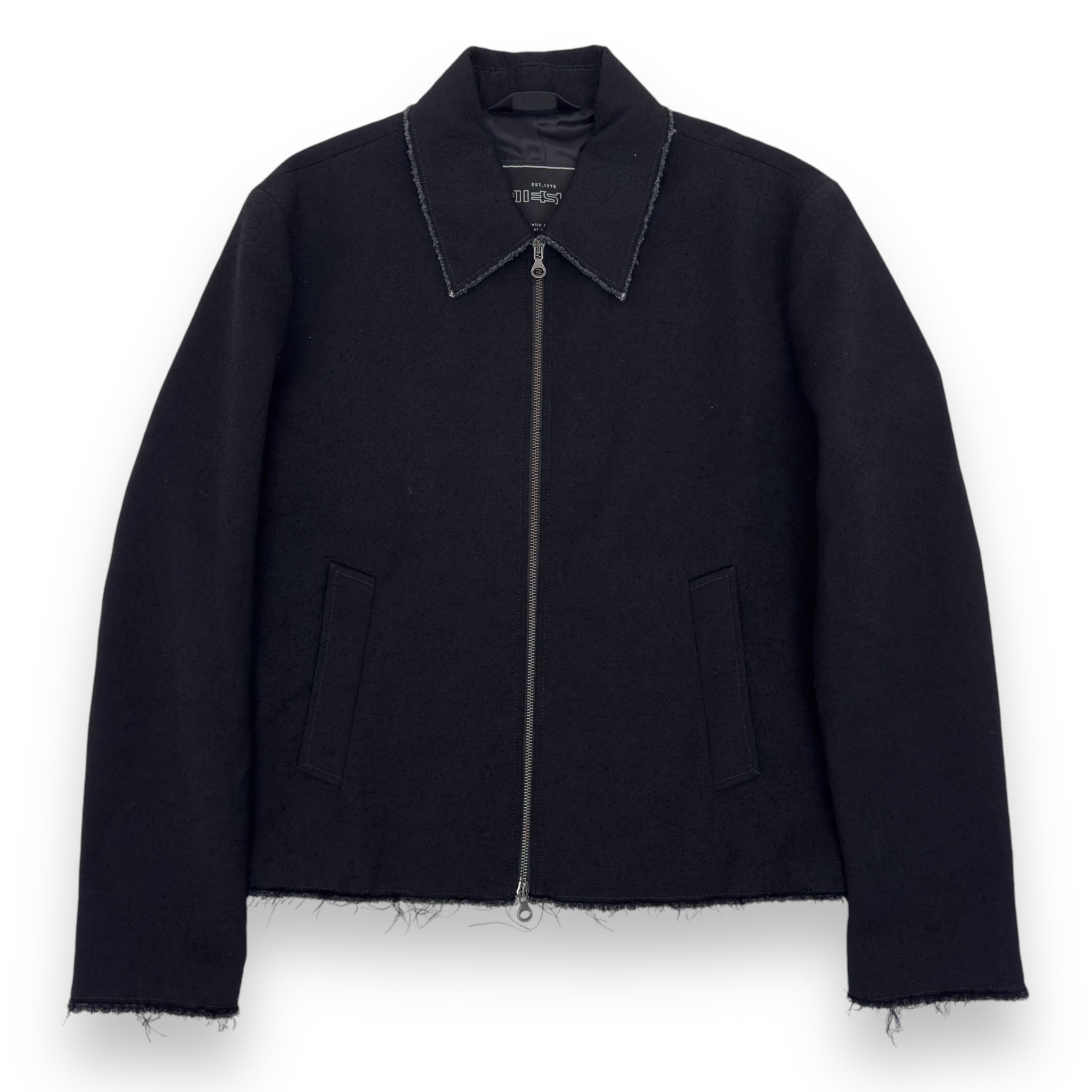 DIESEL J-PROM-FRINGES FRAYED BOUCLE JACKET BLACK M