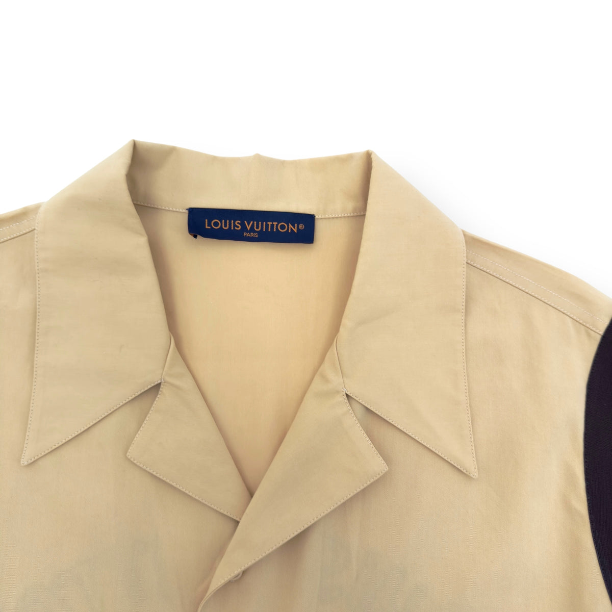 LOUIS VUITTON SHORT-SLEEVE ‘JUMPING DOG’ EMBROIDERED COTTON BOWLING SHIRT SAND XXL