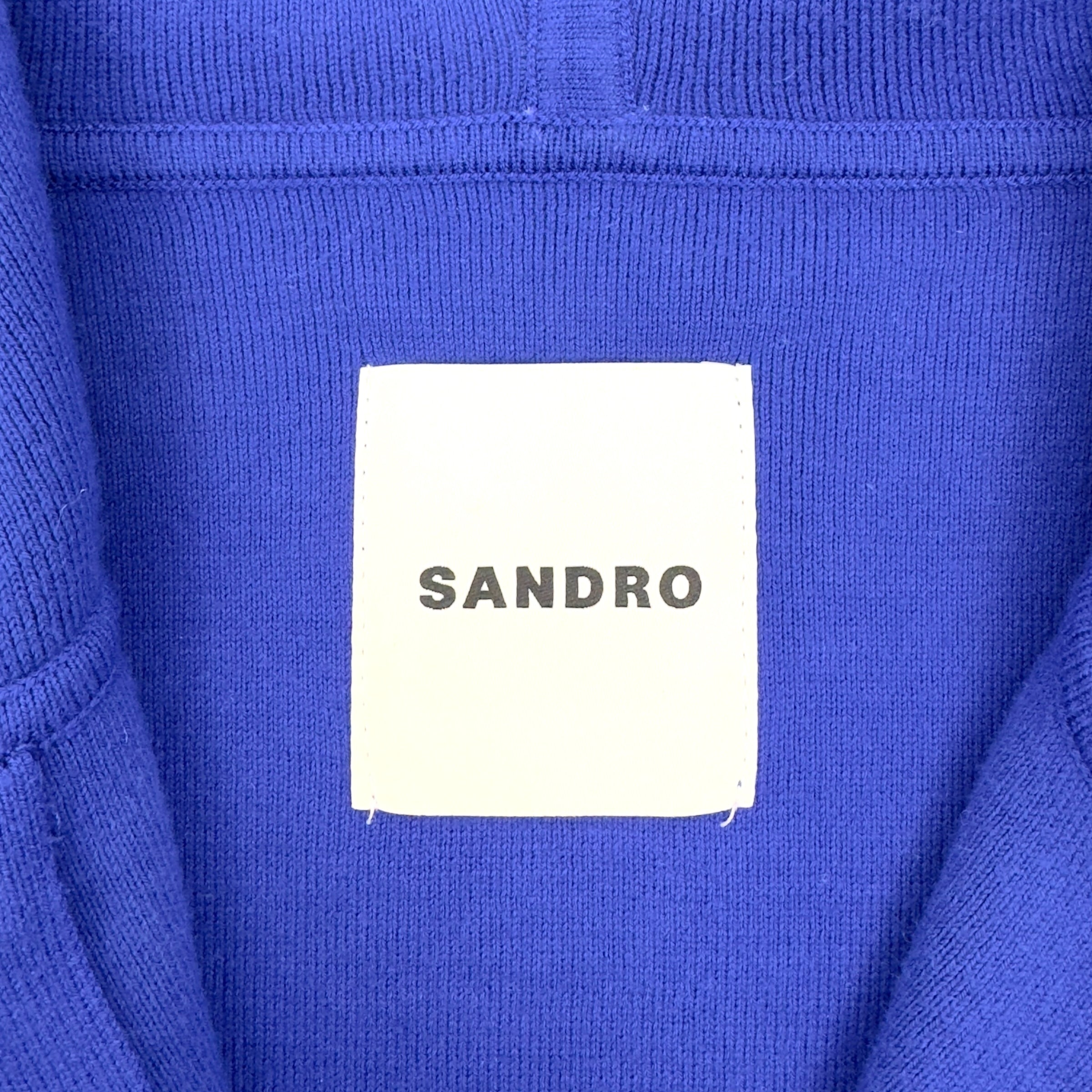 SANDRO HOODED ZIP-UP HOODIE BLUE / WHITE 1 / UK8 / S