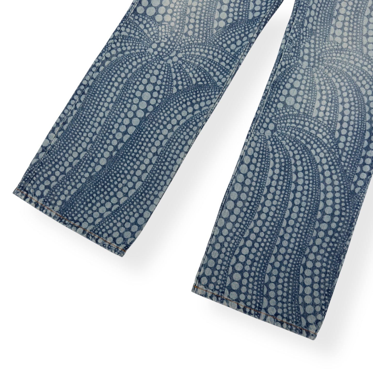 LOUIS VUITTON X YAYOI KUSAMA ALL OVER PUMPKIN GRAPHIC PRINT DENIM JEANS INDIGO W34” / L