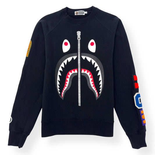 A BATHING APE SHARK CREWNECK SWEATSHIRT BLACK L