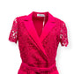 SELF-PORTRAIT BELTED CREPE-TRIMMED CORDED LACE MIDI DRESS PINK UK14