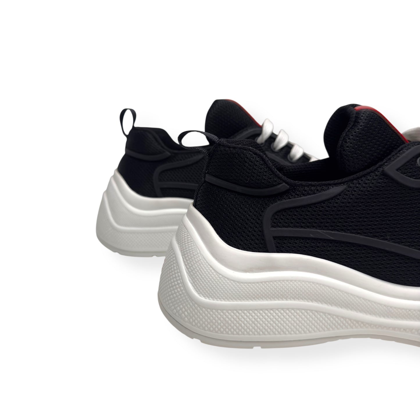 PRADA AMERICAS CUP LOW TOP SNEAKER BLACK / WHITE 37.5 / UK4.5
