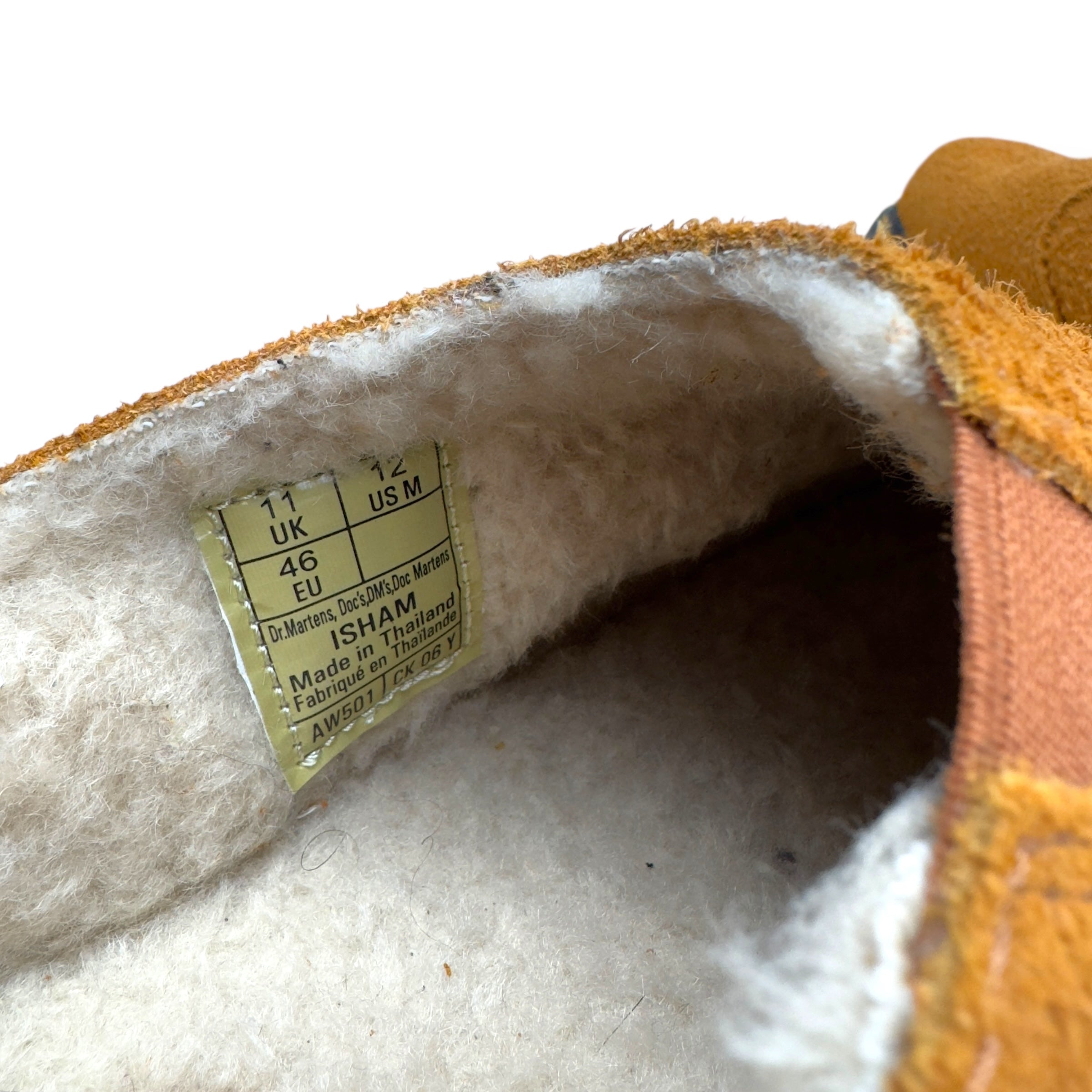 DR. MARTENS ISHAM FAUX SHEARLING LINED SUEDE MULES PECAN BROWN UK11