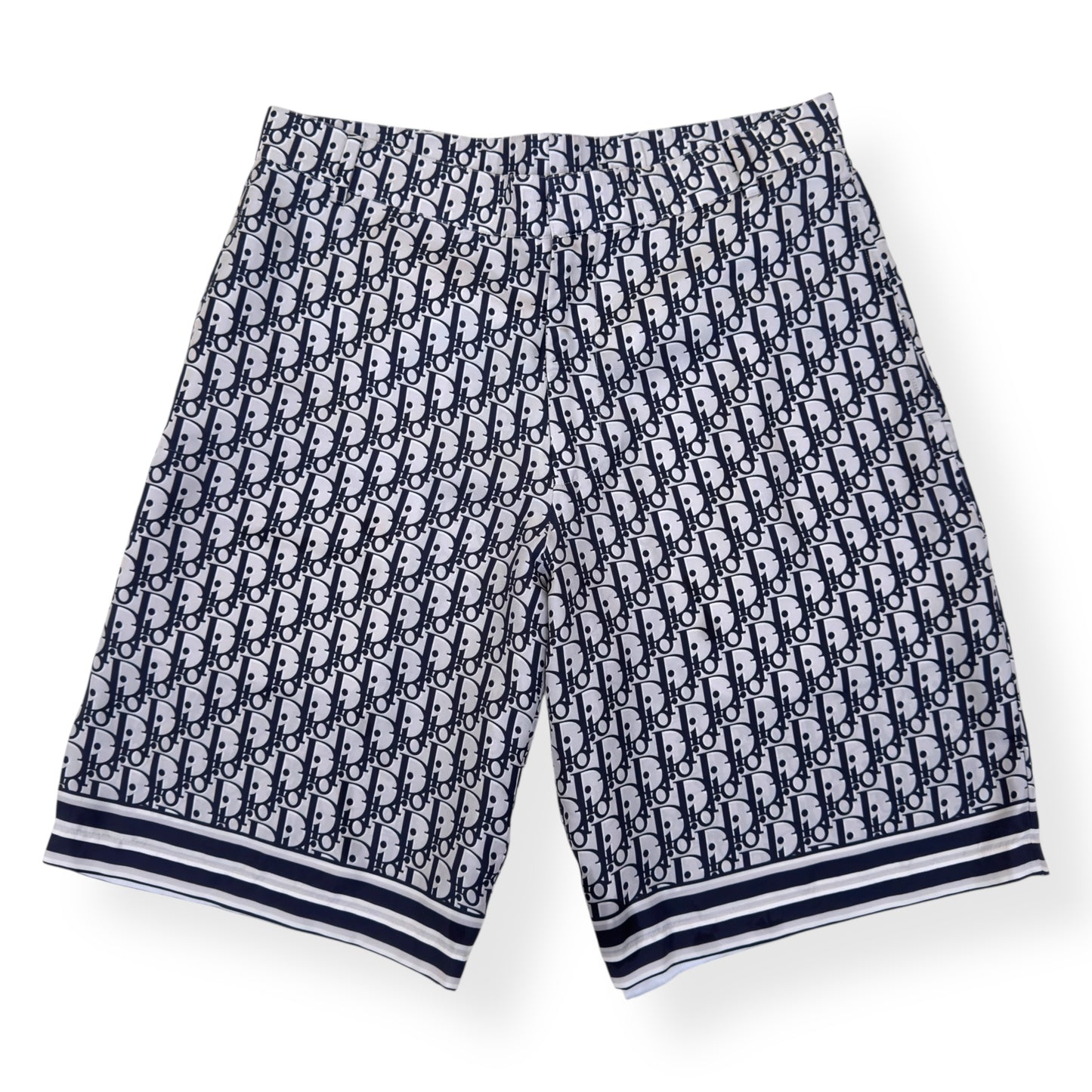 DIOR OBLIQUE SILK BERMUDA SHORTS BLACK / WHITE 48 / M