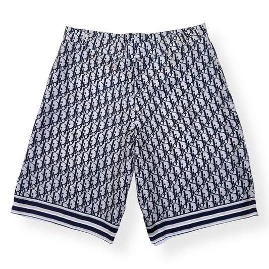 DIOR OBLIQUE SILK BERMUDA SHORTS BLACK / WHITE 48 / M