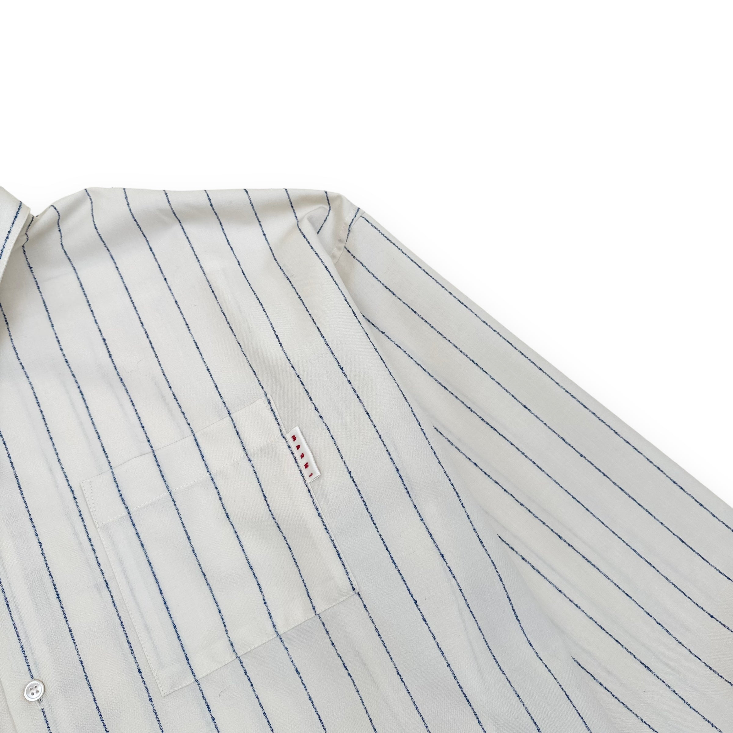 MARNI RELAXED PINSTRIPE LONG SLEEVE SHIRT NATURAL / BLUE L