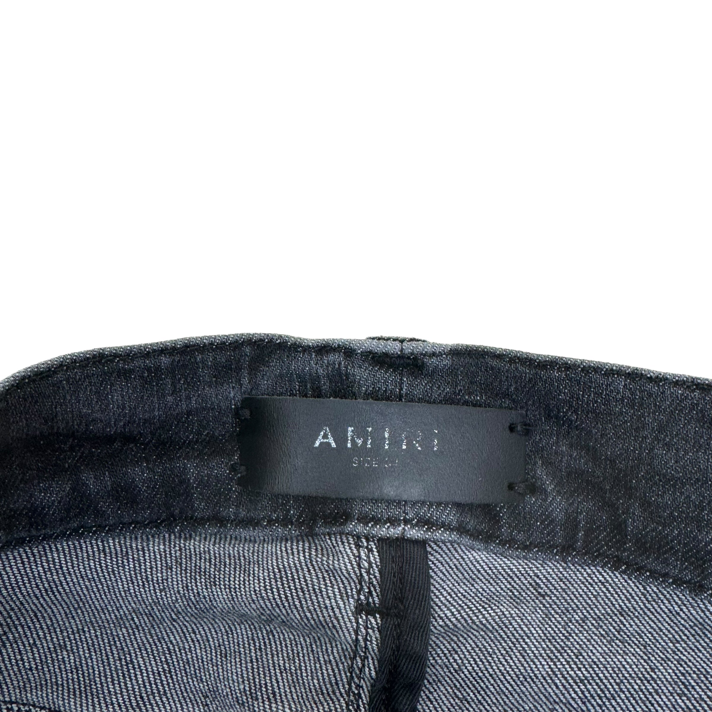 AMIRI PAINT SPLATTER MX1 DISTRESSED DENIM JEANS BLACK 34W