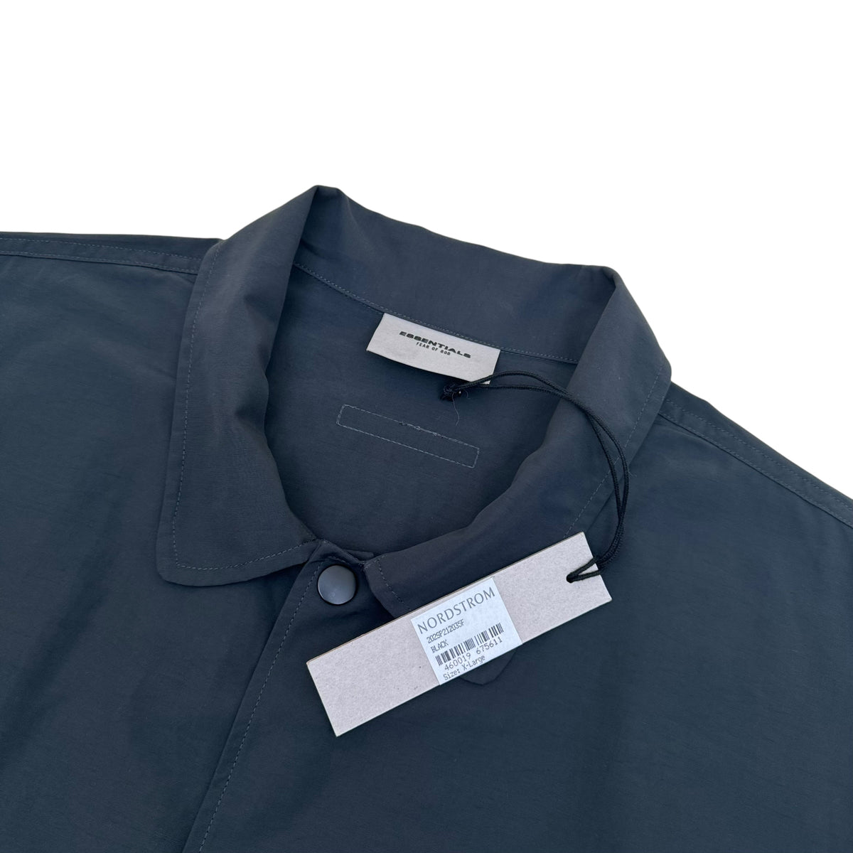 ESSENTIALS FEAR OF GOD NYLON COACH JACKET BLACK XL