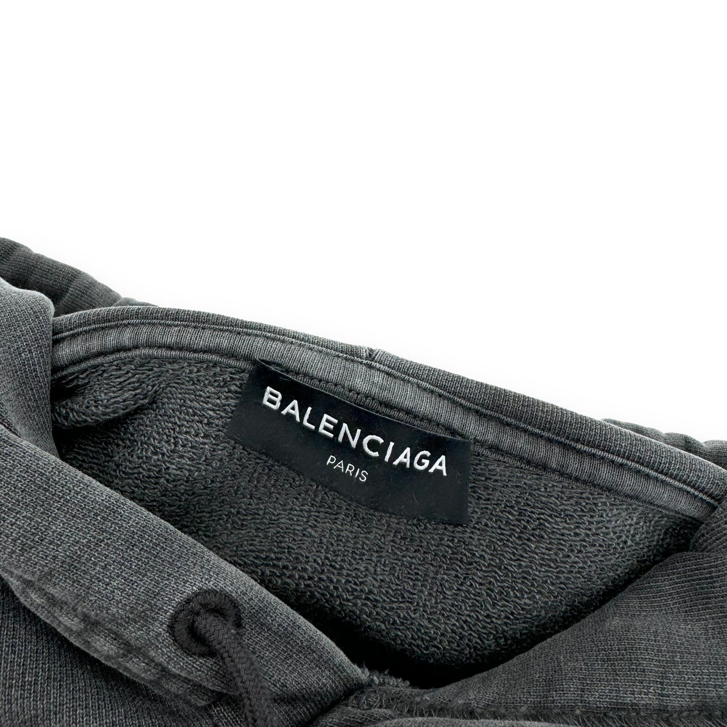 BALENCIAGA PINTED LOOPBACK COTTON-JERSEY HOODIE GREY L