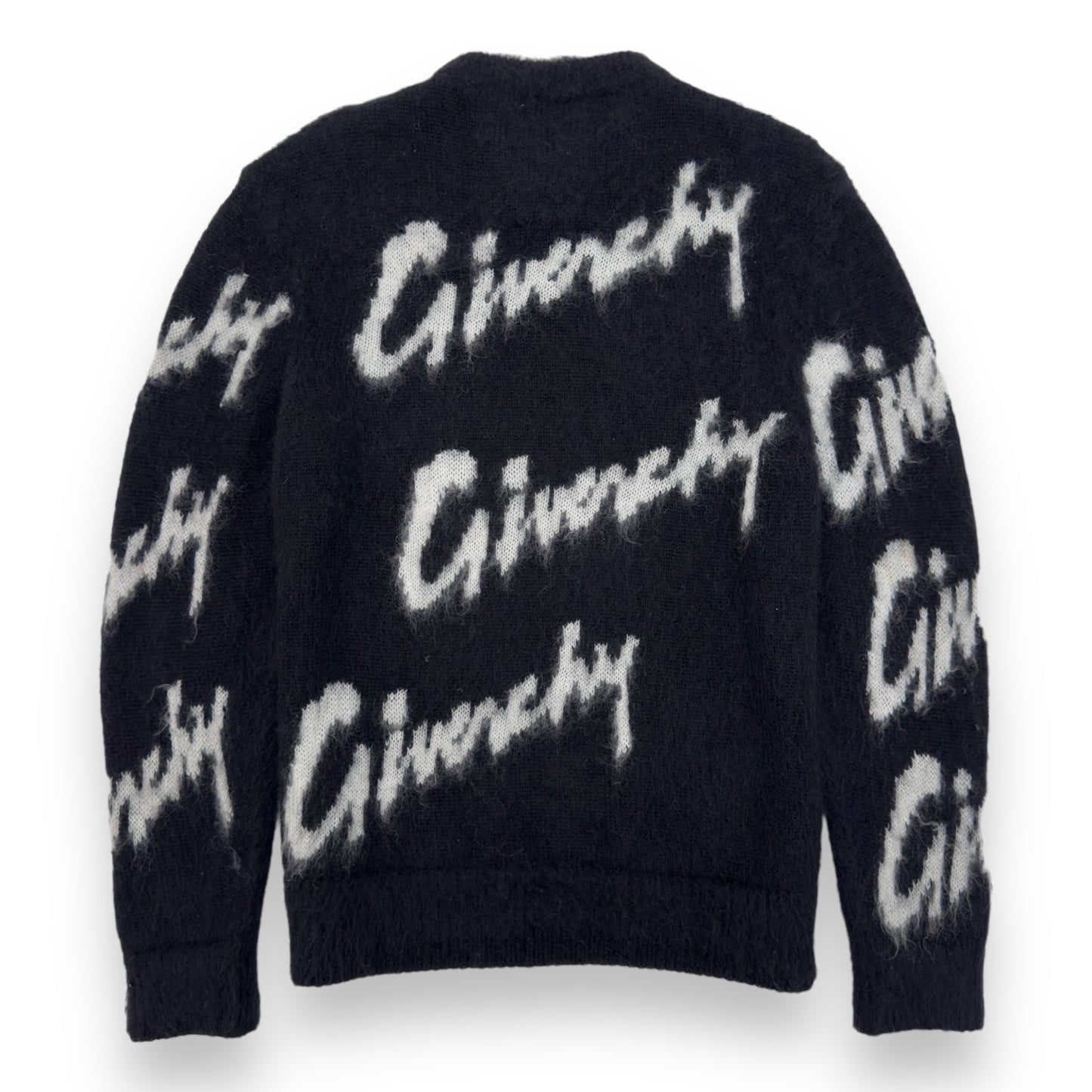 GIVENCHY MOHAIR LOGO PRINT KNITTED JUMPER BLACK / WHITE M