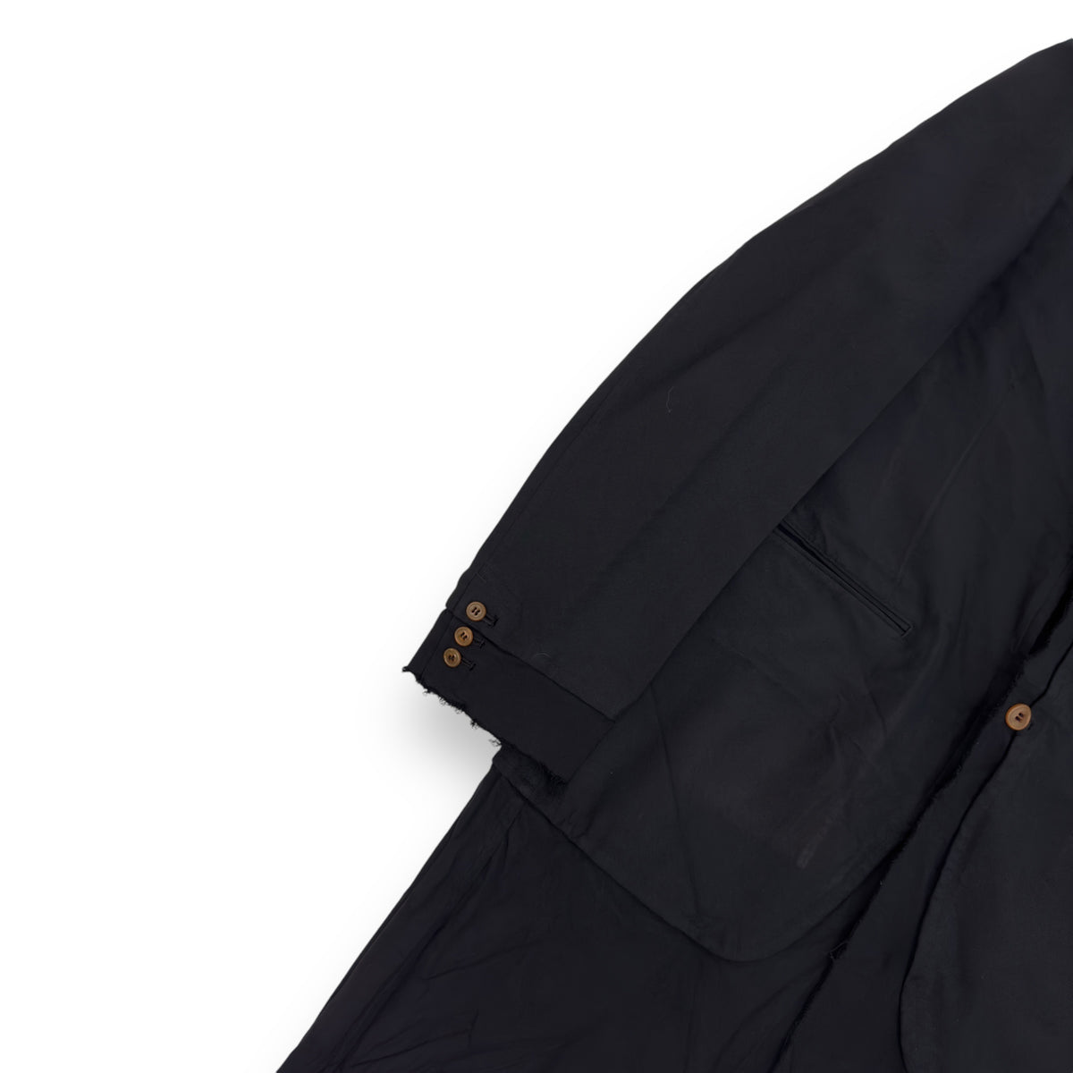 COMME DES GARÇONS HOMME PLUS SINGLE BREASTED CRINKLE COAT BLACK XL
