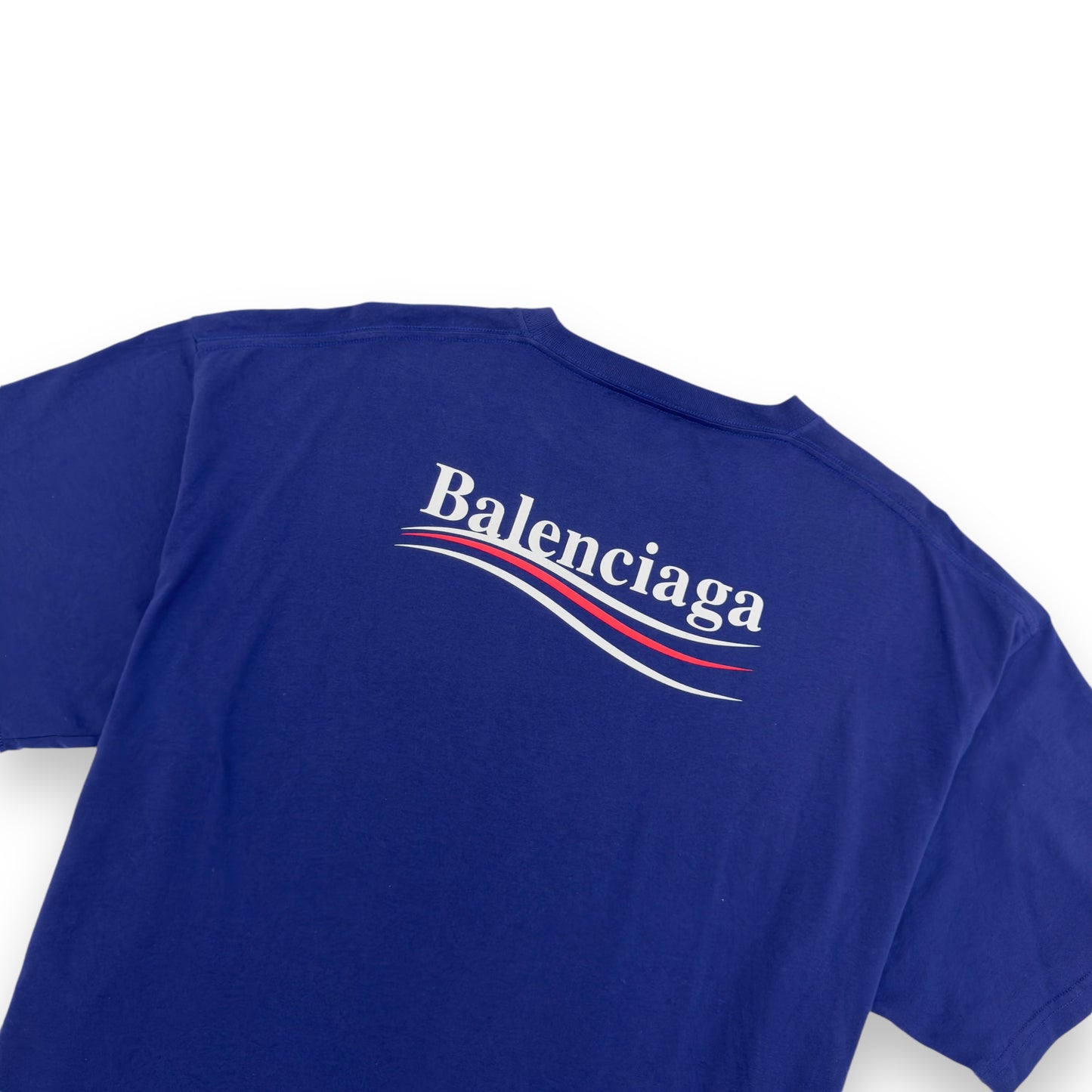 BALENCIAGA POLITICAL LOGO T-SHIRT BLUE L