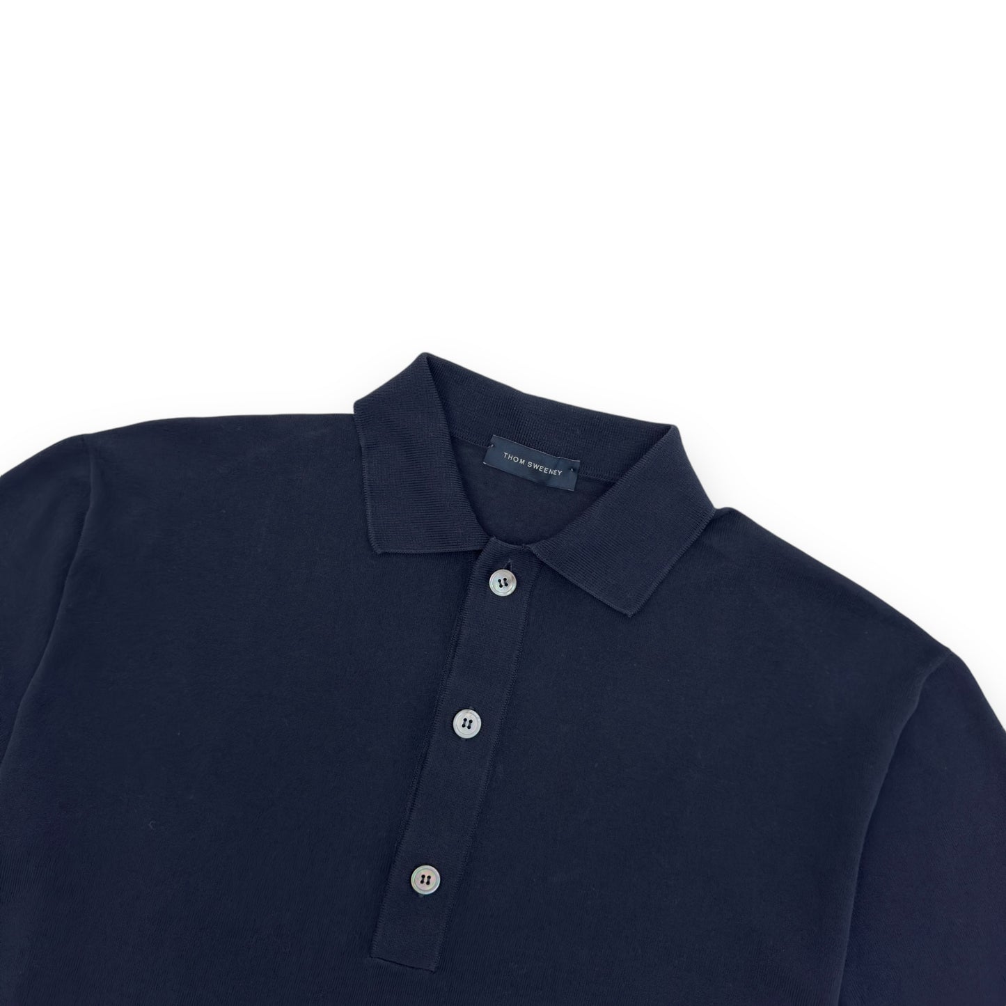 THOM SWEENEY SHORT SLEEVE COTTON POLO SHIRT NAVY M