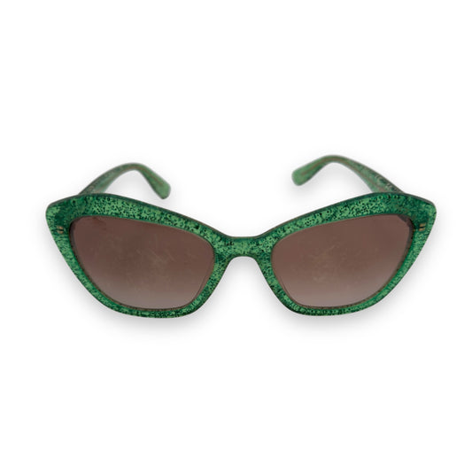 MIU MIU CORE COLLECTION GLITTER SUNGLASSES GREEN / BROWN O/S