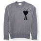 AMI PARIS AMI DE COEUR WOOL SWEATER GREY / BLACK M