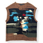 ANDERSSON BELL BLOTCH INTARSIA CREW-NECK VEST BROWN XL