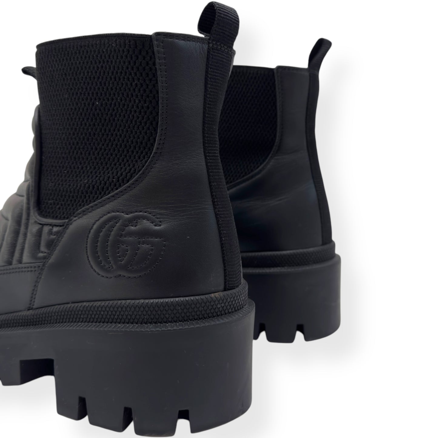 GUCCI WOMENS FRANCES CHEVRON-QUILTED LEATHER ANKLE BOOTS BLACK 38 / UK5