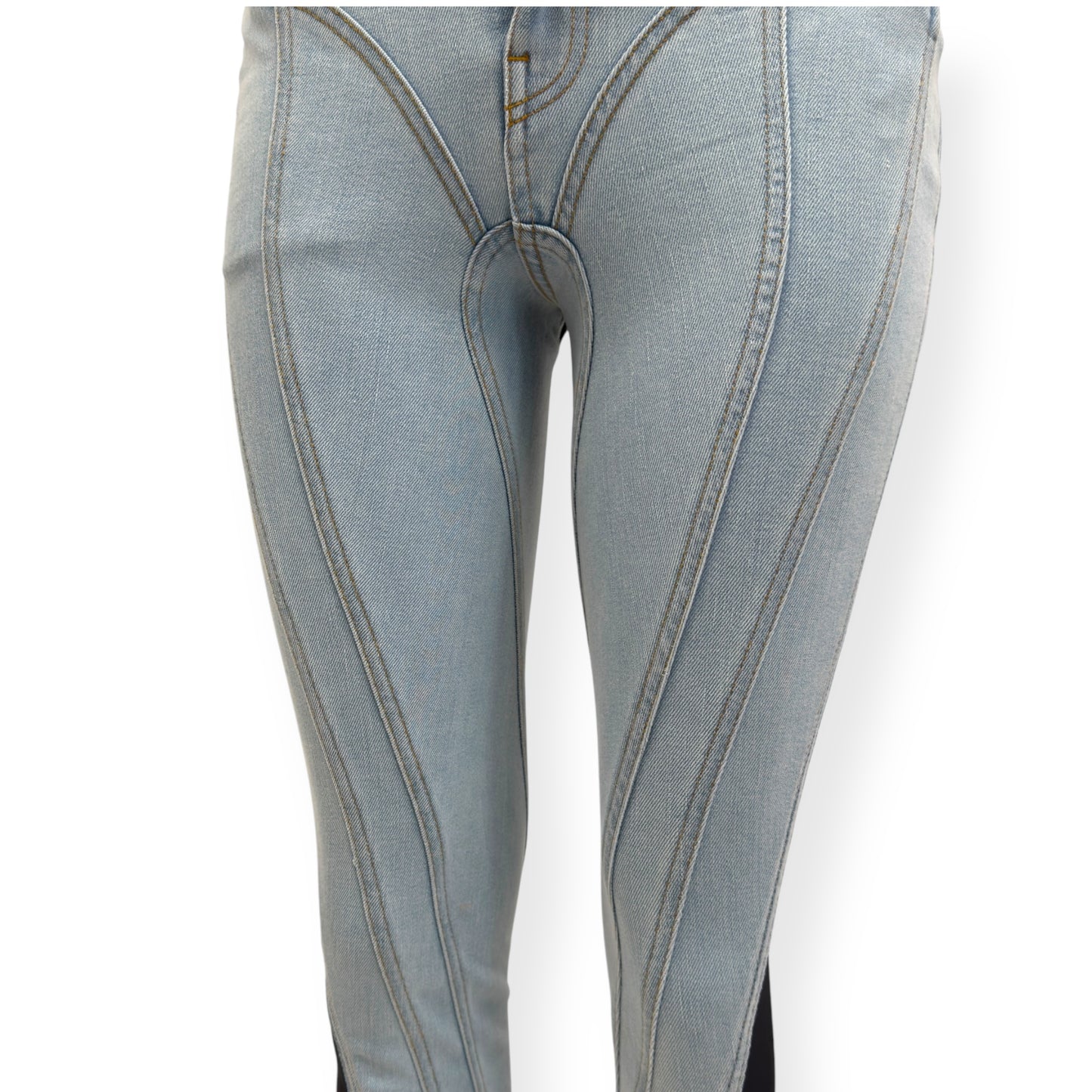 MUGLER SPIRAL SKINNY DENIM JEANS BLUE / BLACK 36 / W26”