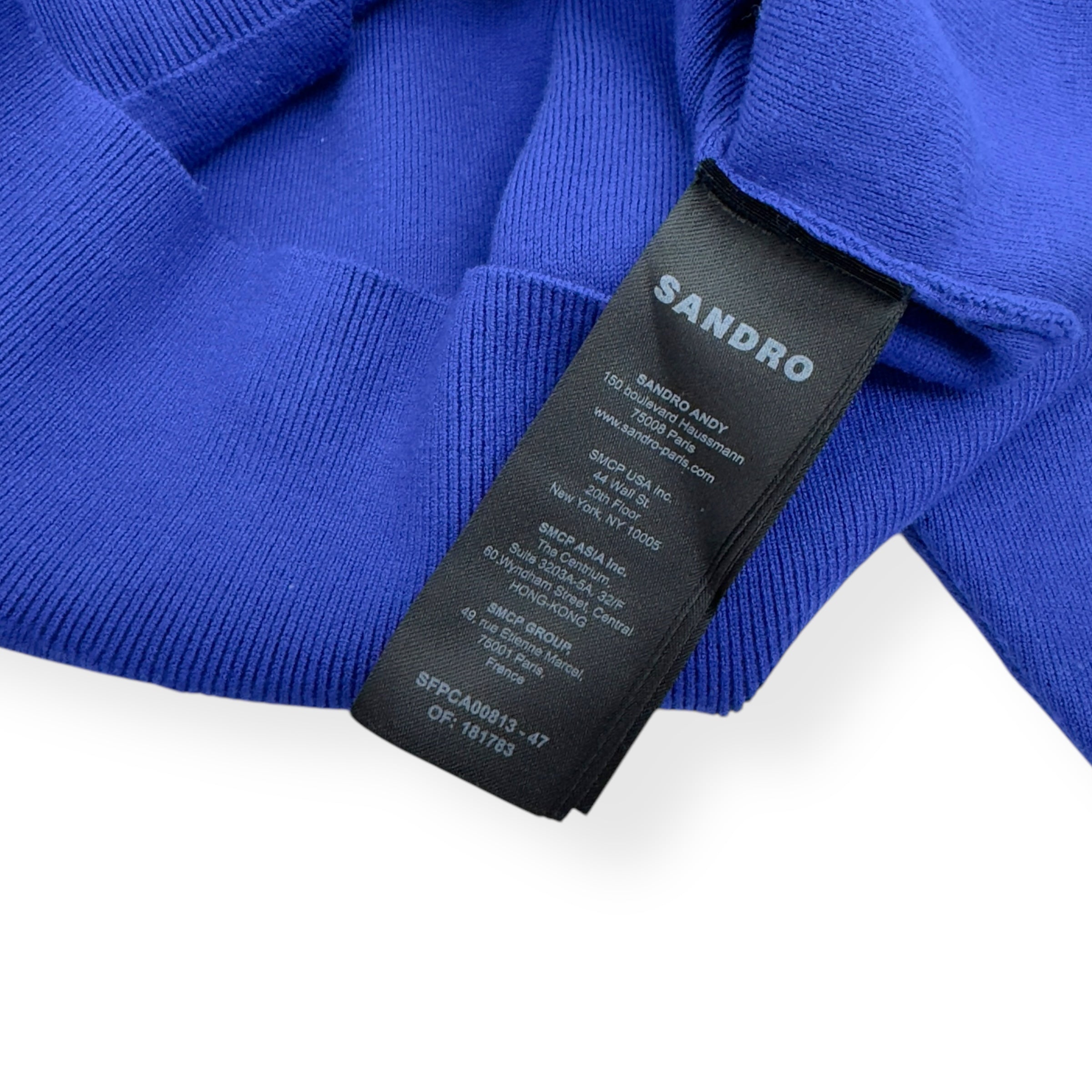 SANDRO HOODED ZIP-UP HOODIE BLUE / WHITE 1 / UK8 / S