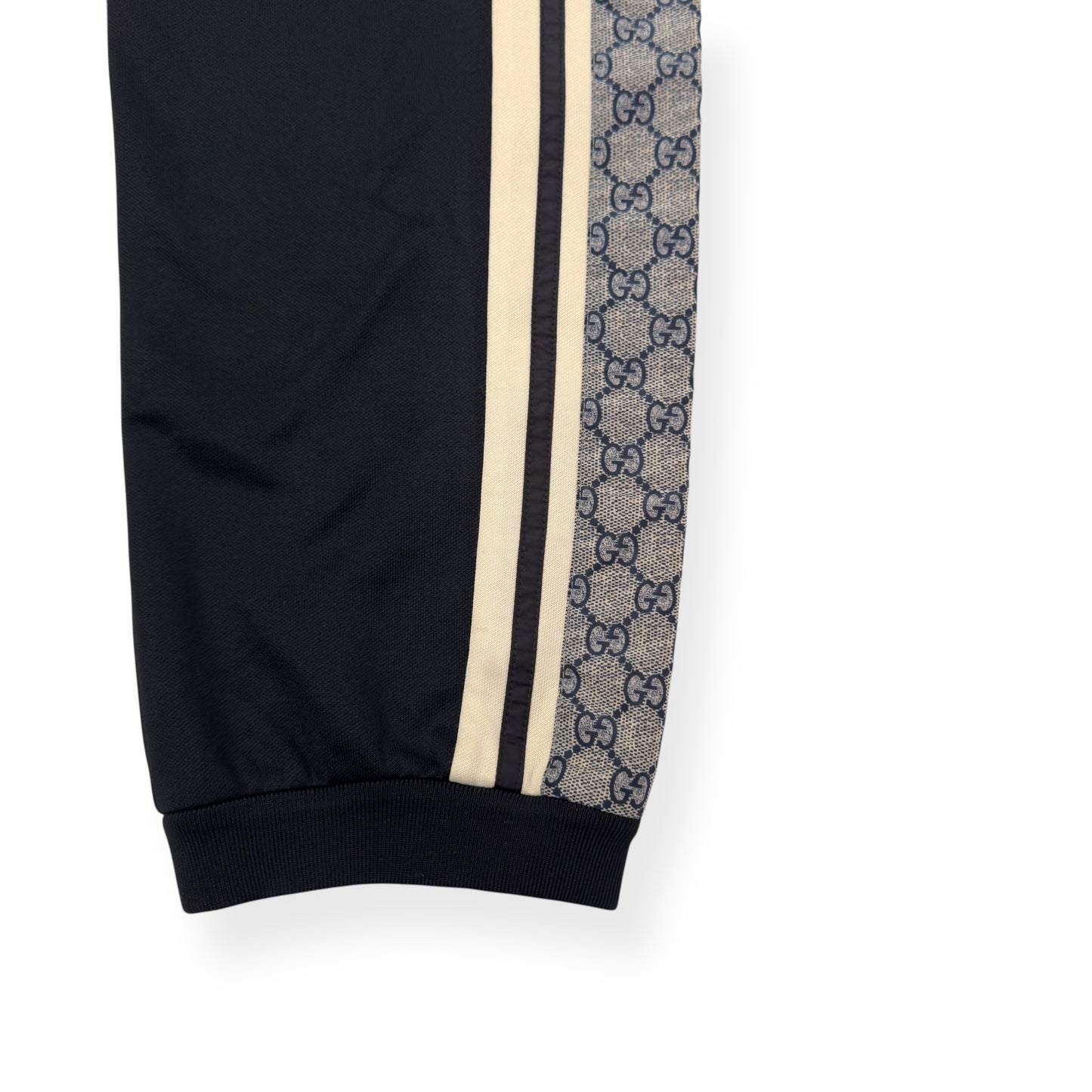 GUCCI TECHNICAL JERSEY TRACK PANTS BLACK / GREY M