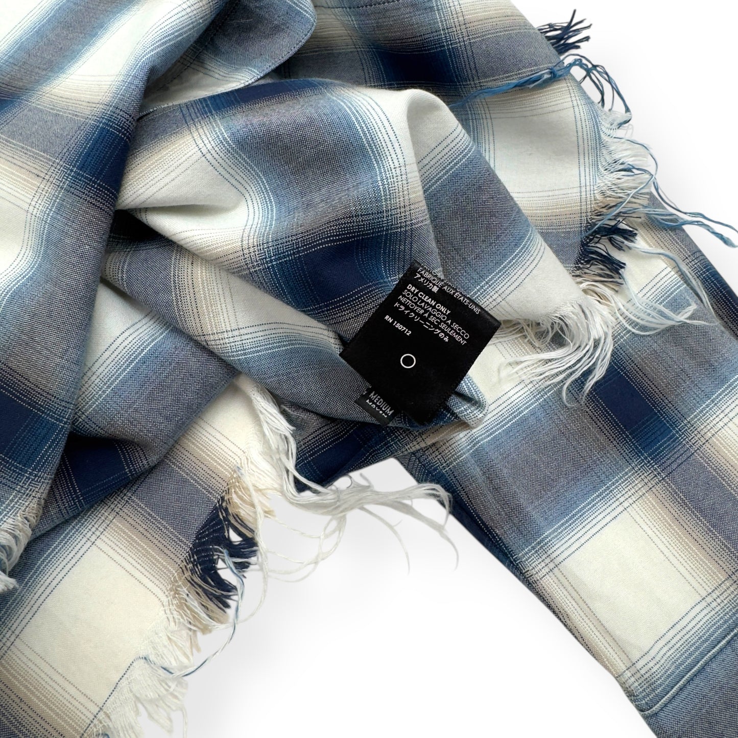 AMIRI DISTRESSED FLANNEL SHIRT BLUE / WHITE M