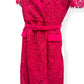 SELF-PORTRAIT BELTED CREPE-TRIMMED CORDED LACE MIDI DRESS PINK UK14