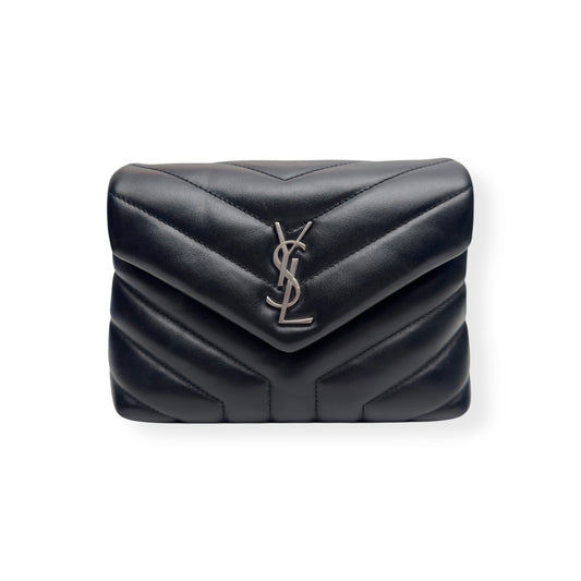 SAINT LAURENT TOY QUILTED LEATHER CROSS-BODY BAG BLACK / SILVER S
