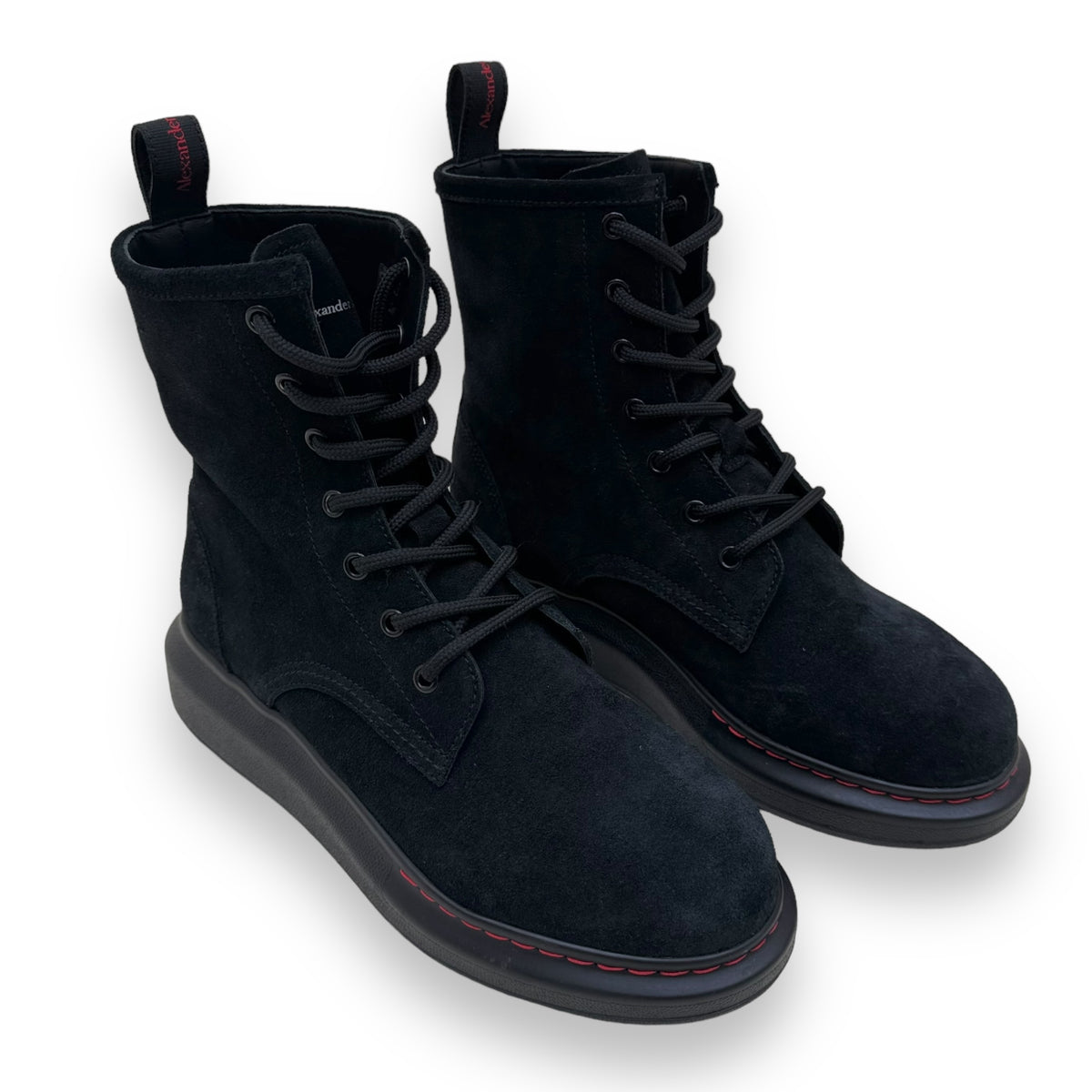 ALEXANDER MCQUEEN HYBRID LACE-UP SUEDE BOOTS BLACK UK5