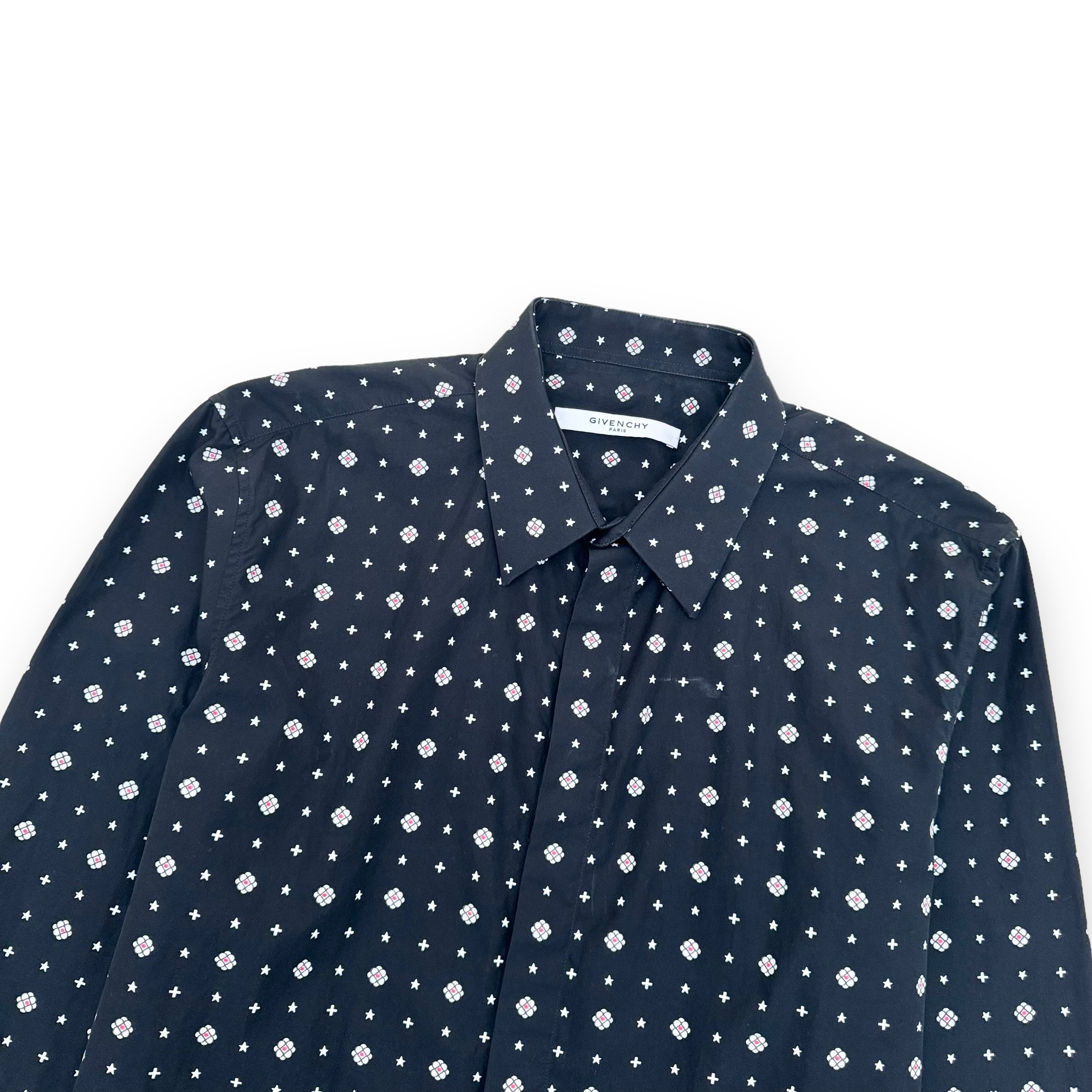 GIVENCHY MICRO PATTERNED LONG SLEEVE SHIRT BLACK L