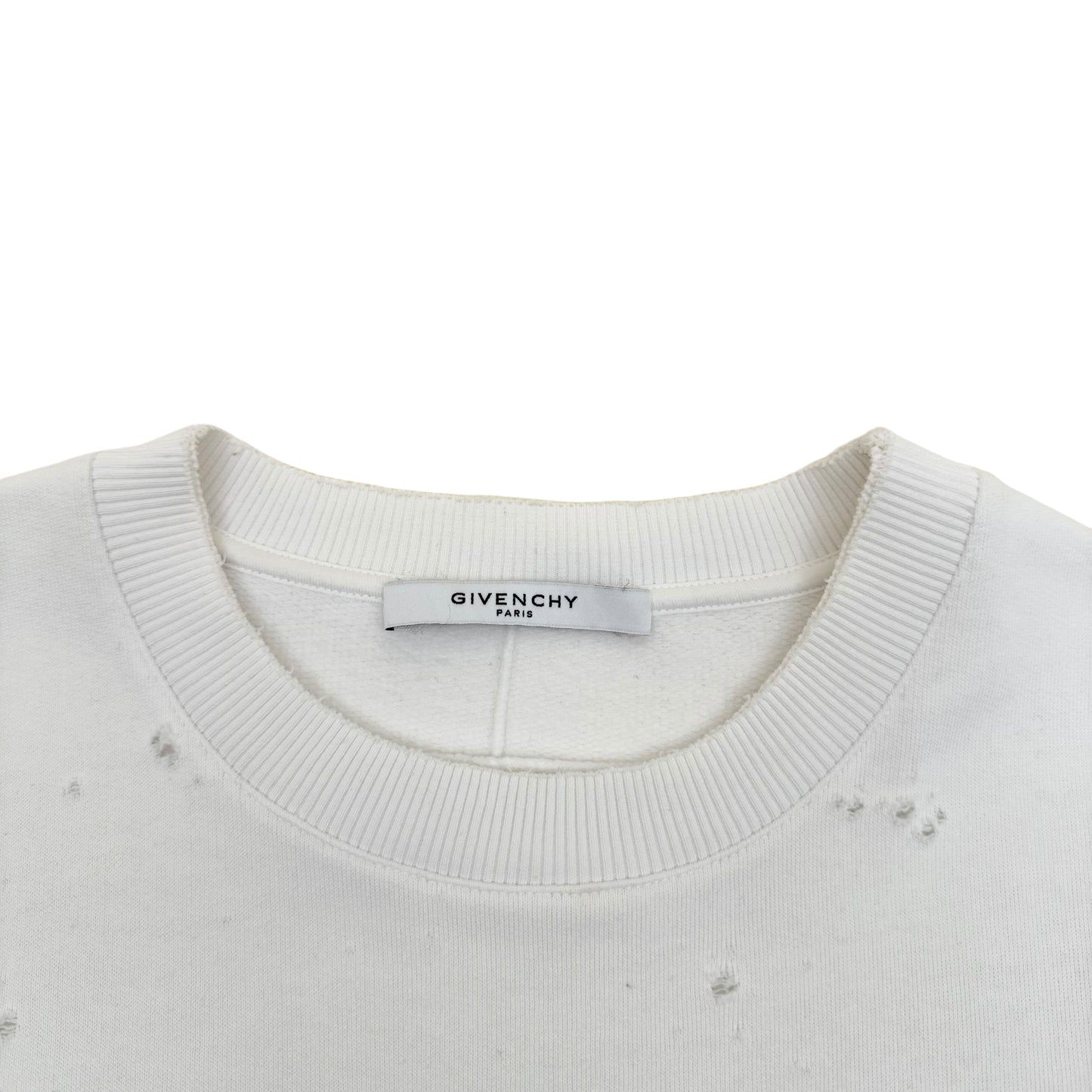 GIVENCHY DISTRESSED LOGO CREWNECK SWEATSHIRT WHITE L