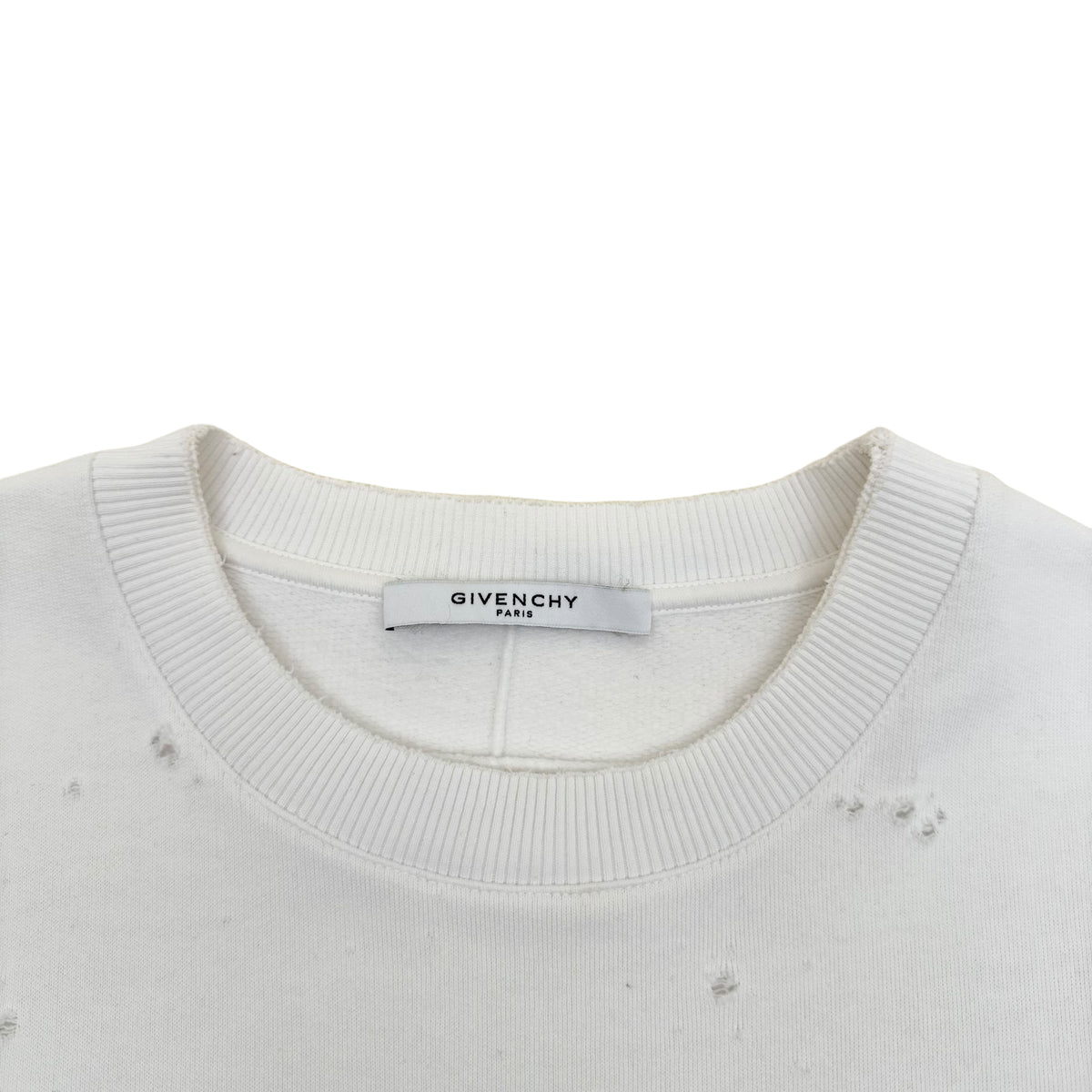 GIVENCHY DISTRESSED LOGO CREWNECK SWEATSHIRT WHITE L