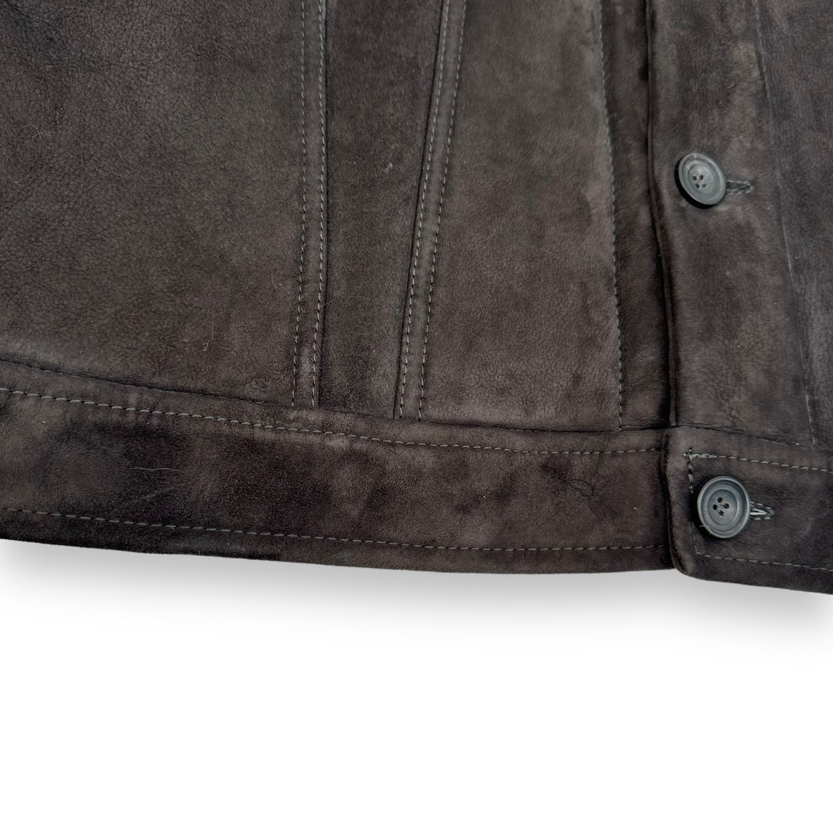 THOM SWEENEY SHEARLING LINED LAMBSKIN LEATHER JACKET BROWN L