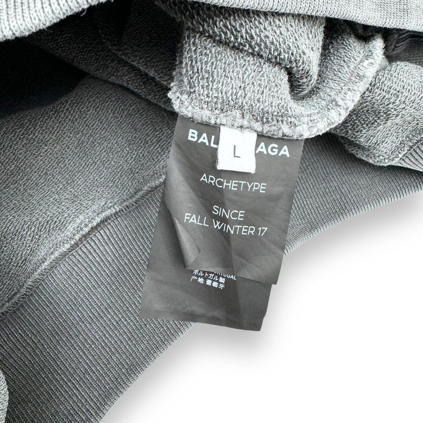 BALENCIAGA PINTED LOOPBACK COTTON-JERSEY HOODIE GREY L