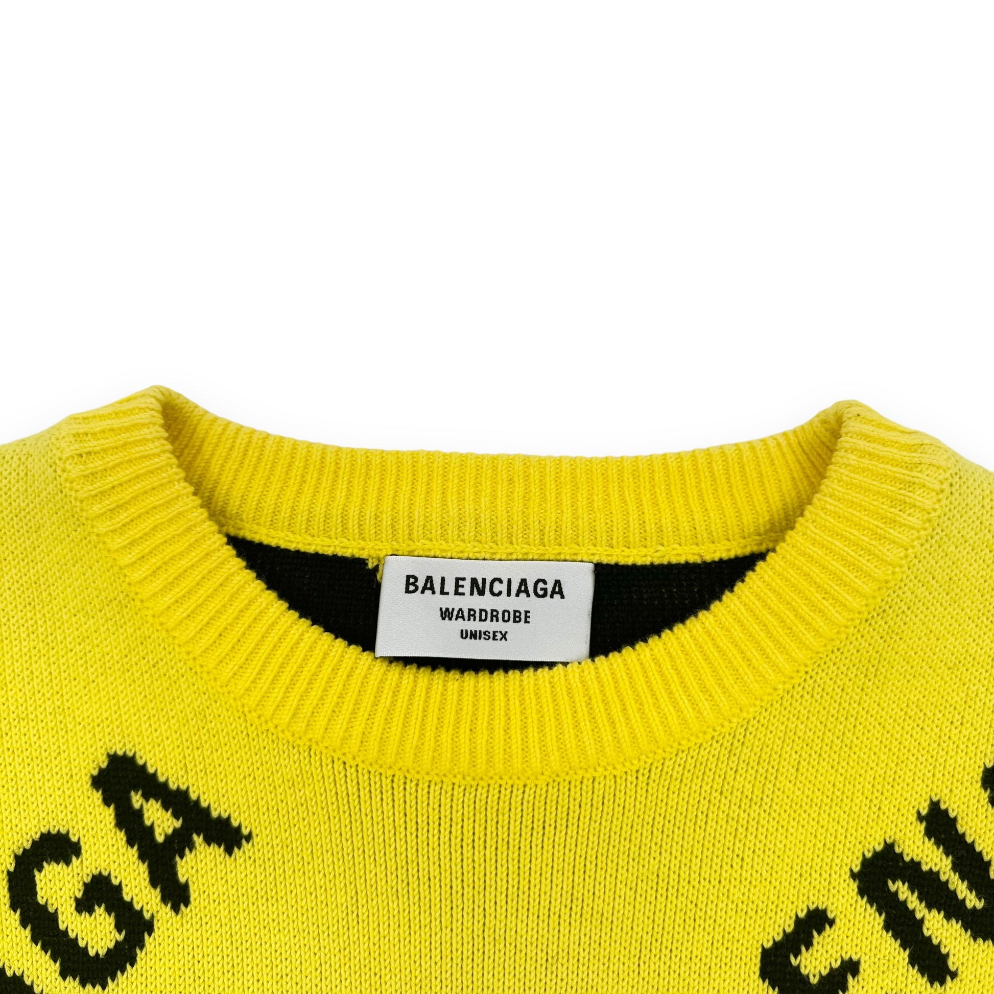 BALENCIAGA OVERSIZED ALL-OVER LOGO SWEATER S – Wylist
