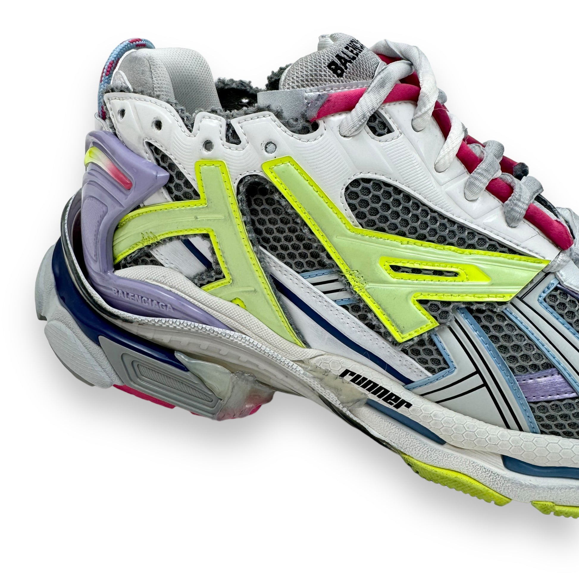 BALENCIAGA RUNNER SNEAKER GREY PURPLE GREEN UK11 – Wylist