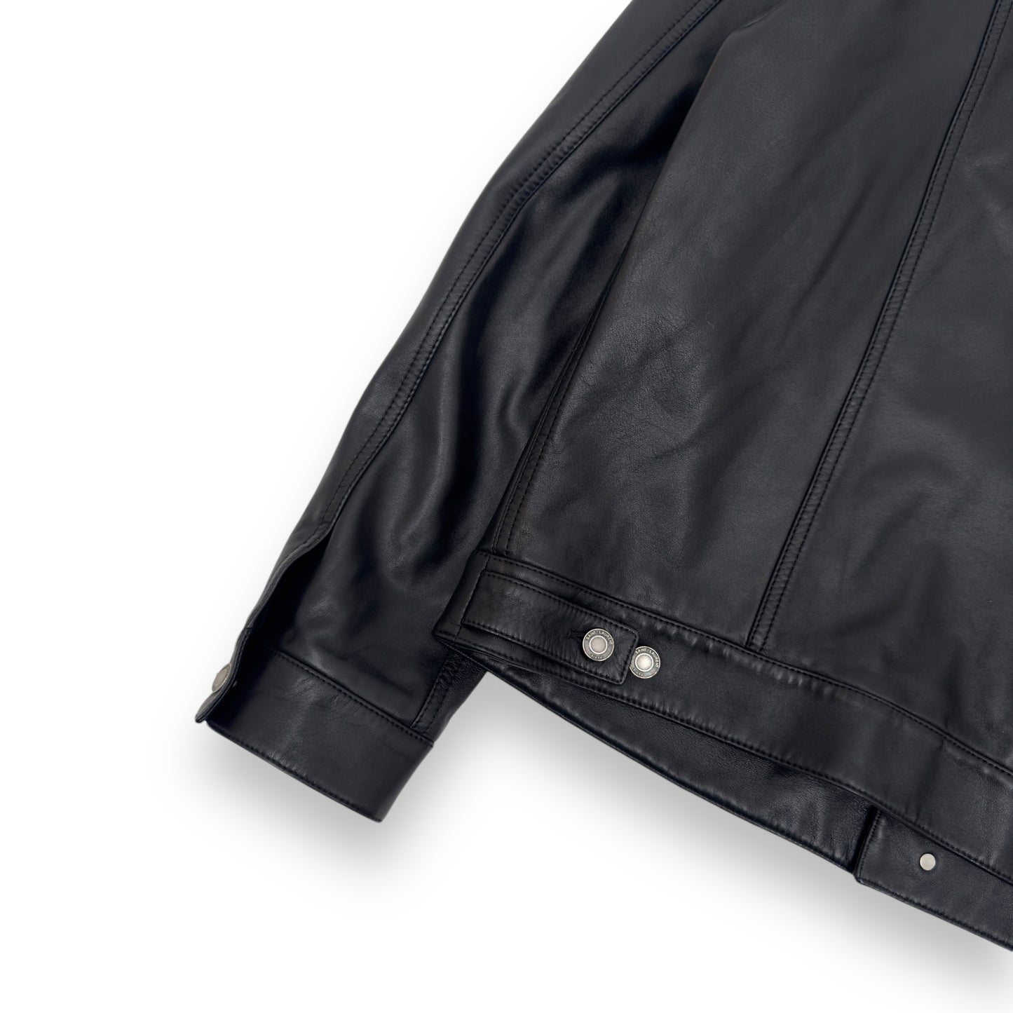 SAINT LAURENT SLIM-FIT LEATHER TRUCKER JACKET XXL