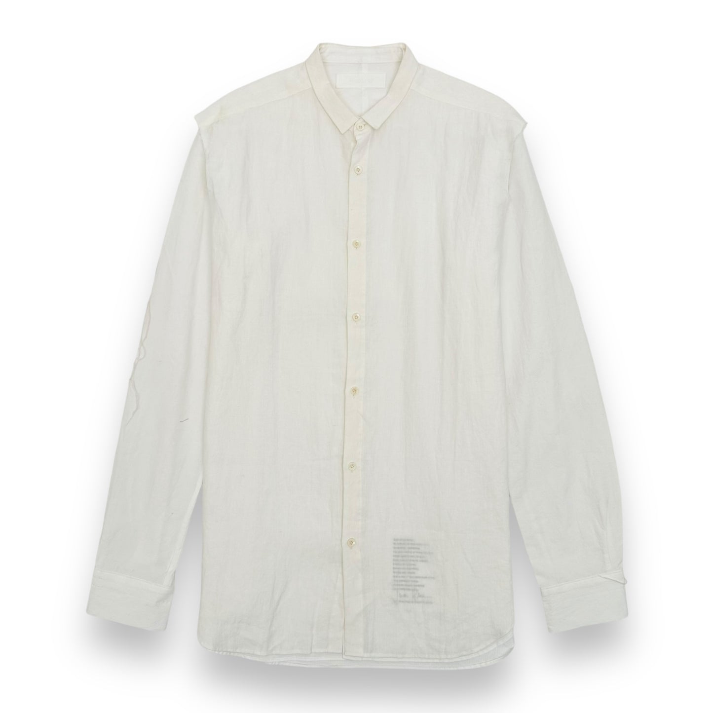 DUELLUM BUTTON DOWN DISTRESSED COTTON / LINEN SHIRT CREAM XXL