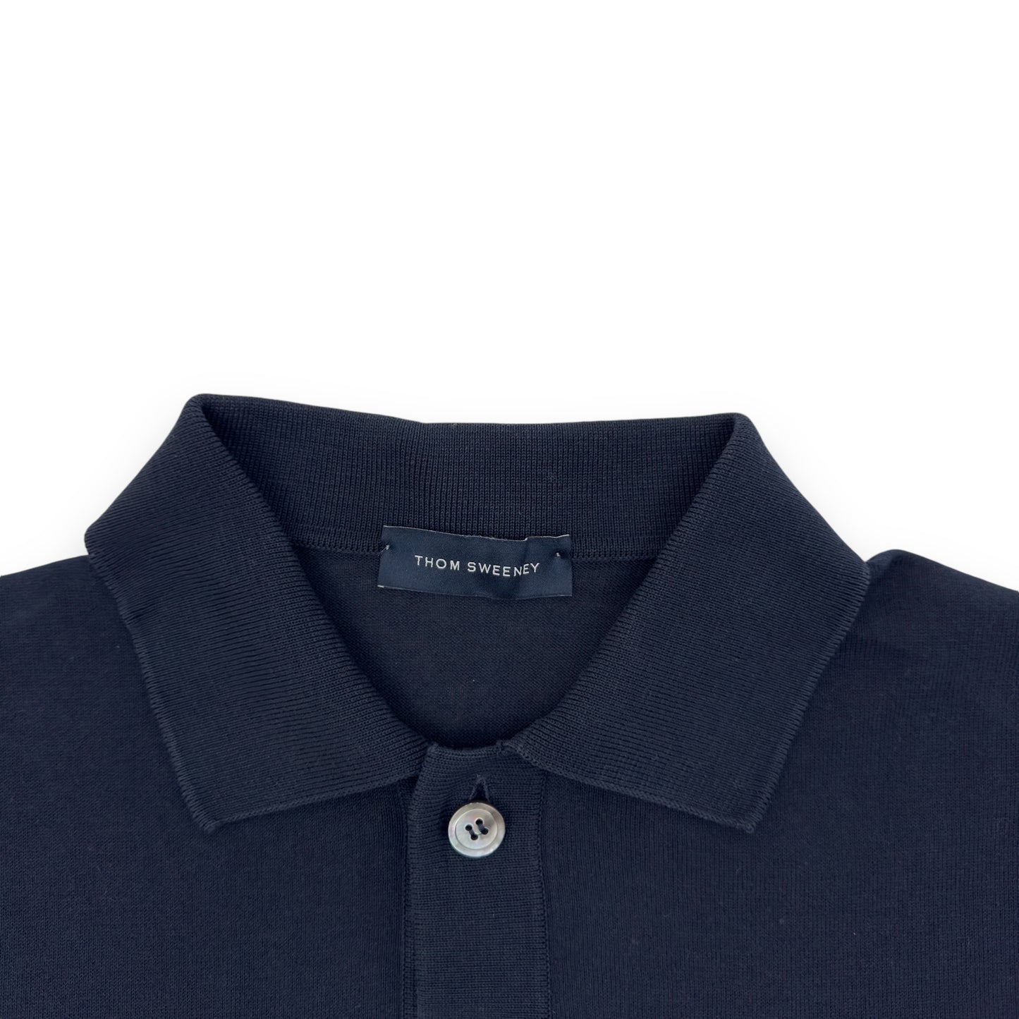 THOM SWEENEY SHORT SLEEVE COTTON POLO SHIRT NAVY M