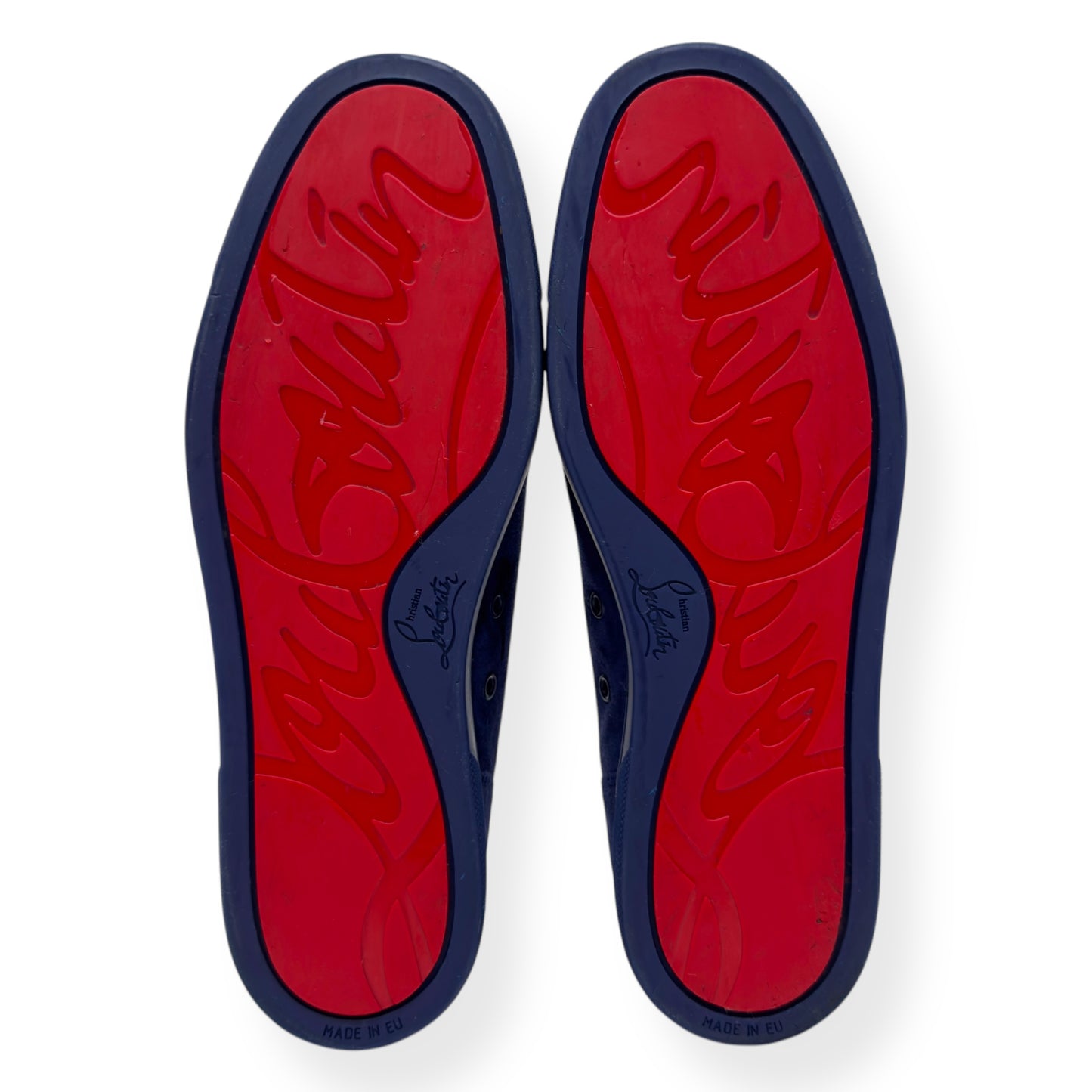 CHRISTIAN LOUBOUTIN LOUIS JUNIOR SPIKE SUEDE SNEAKER NAVY BLUE 43 / UK9