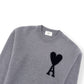 AMI PARIS AMI DE COEUR WOOL SWEATER GREY / BLACK M