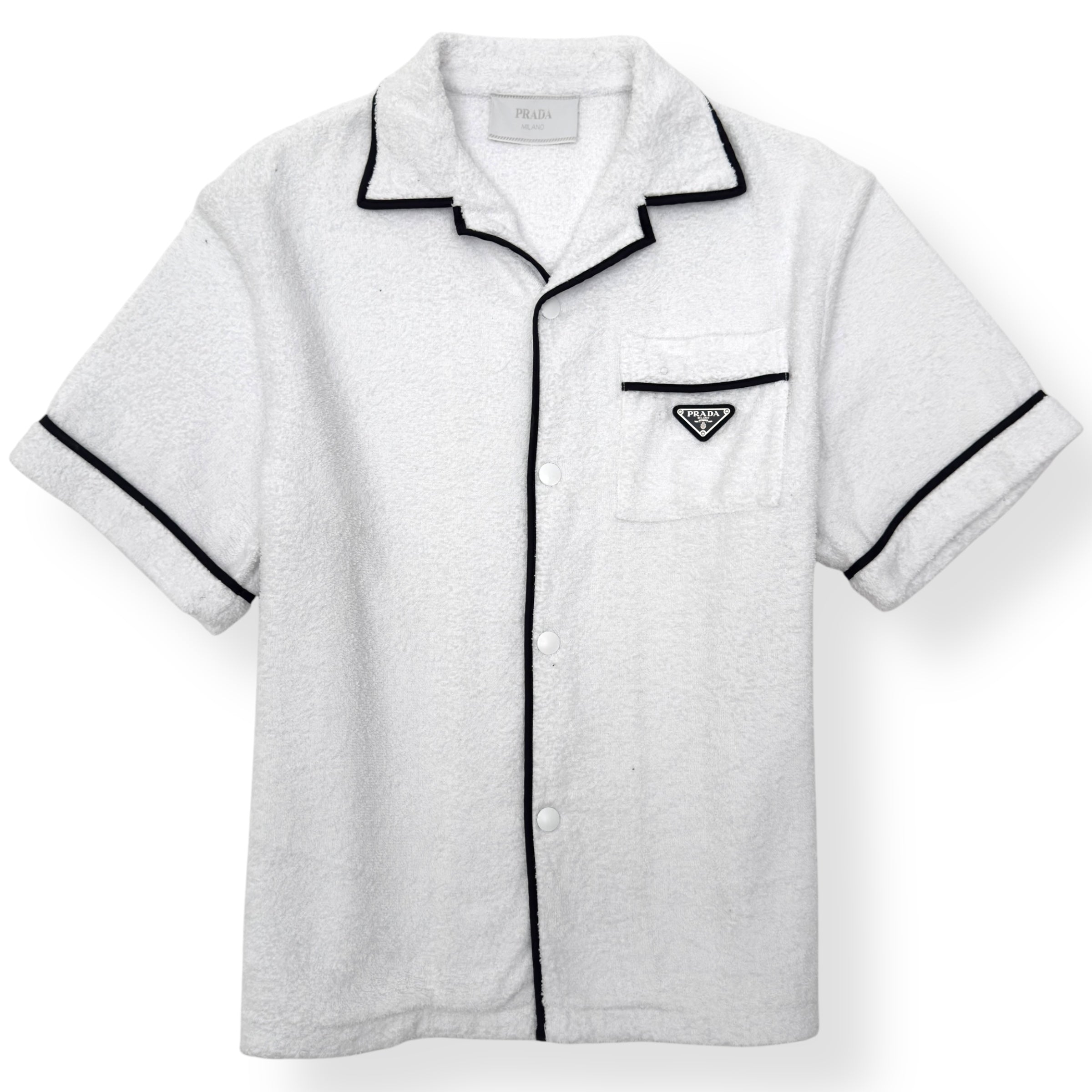 PRADA COTTON BOWLING SHIRT WHITE / BLACK M
